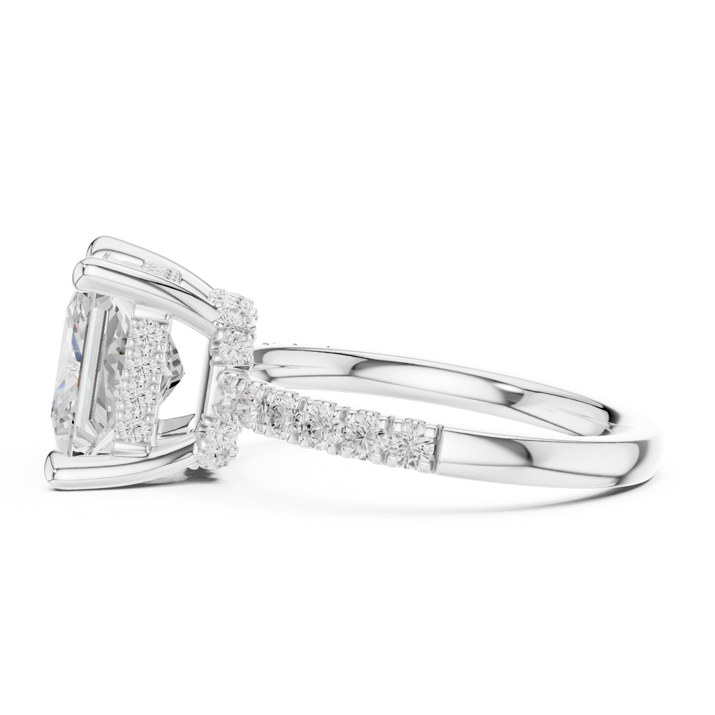 4.58 CT Princess Cut Diamond Hidden Halo Pavé Engagement Ring