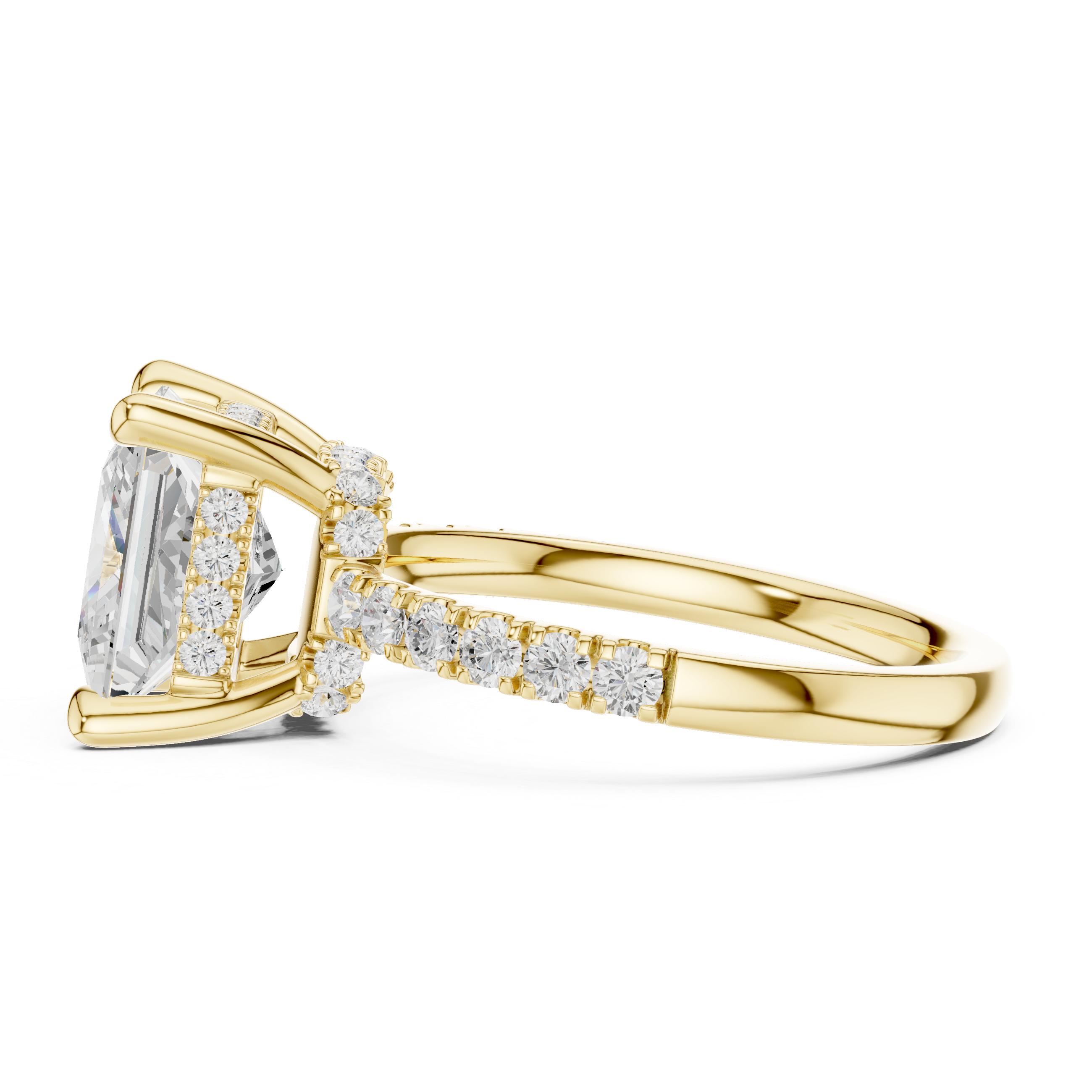 Princess Cut Hidden Halo Diamond Engagement Ring
