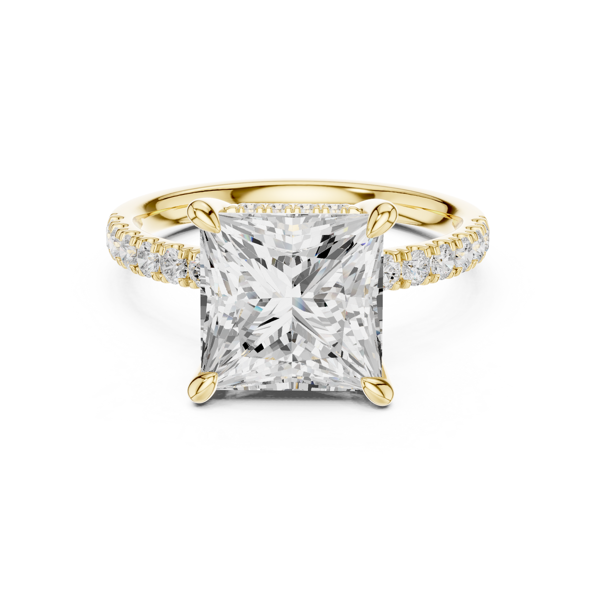 4.00 ct Princess Cut Diamond Hidden Halo Pavé Engagement Ring – view 9 of 12, lab grown diamond ring | Jewelix Atelier