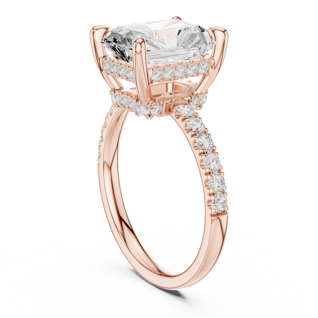 4.57 CT Radiant Cut Diamond Hidden Halo Pavé Engagement Ring