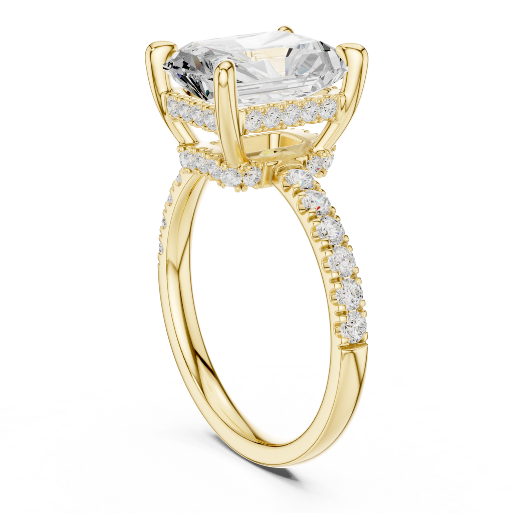 Radiant Cut Hidden Halo Diamond Engagement Ring