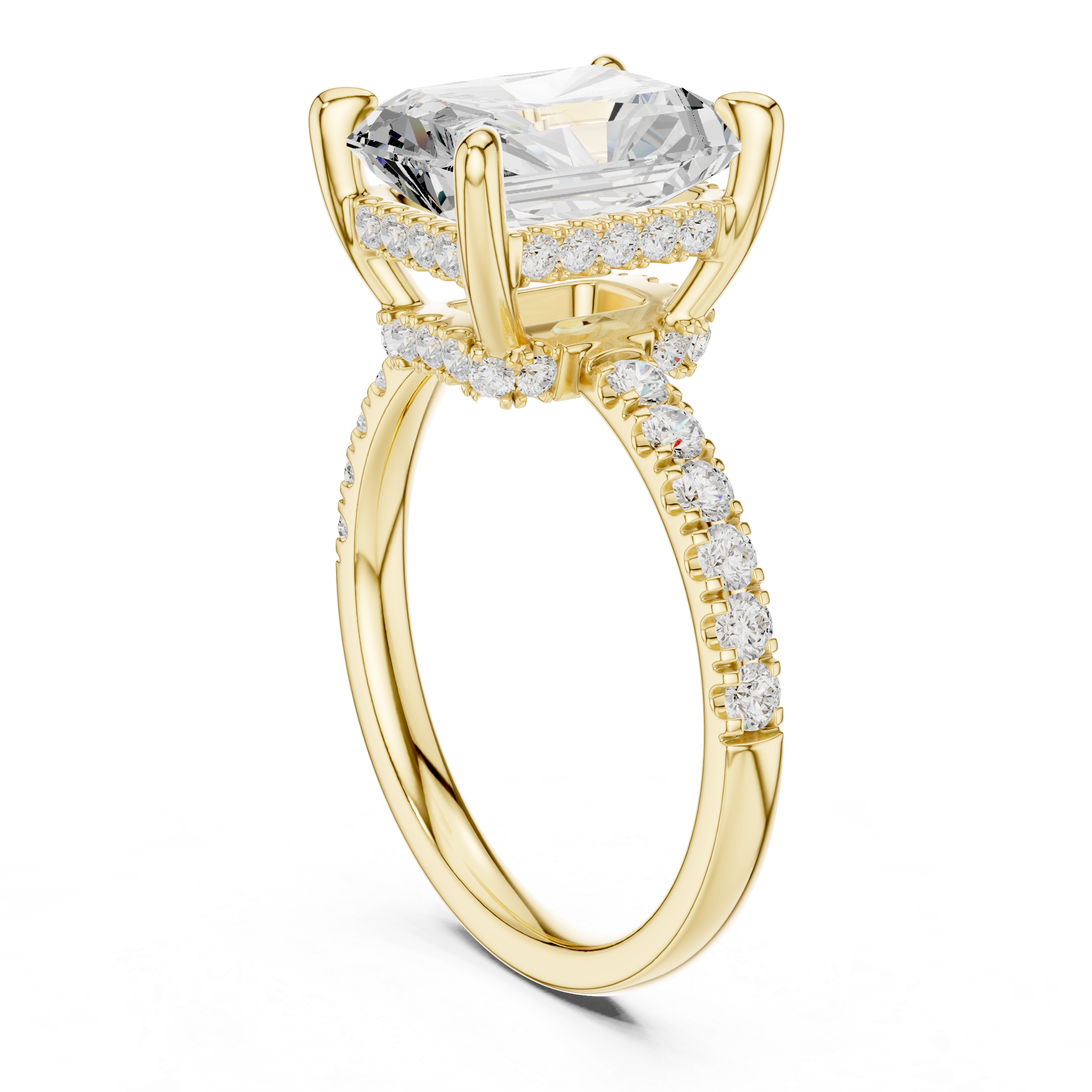Radiant Cut Hidden Halo Diamond Engagement Ring