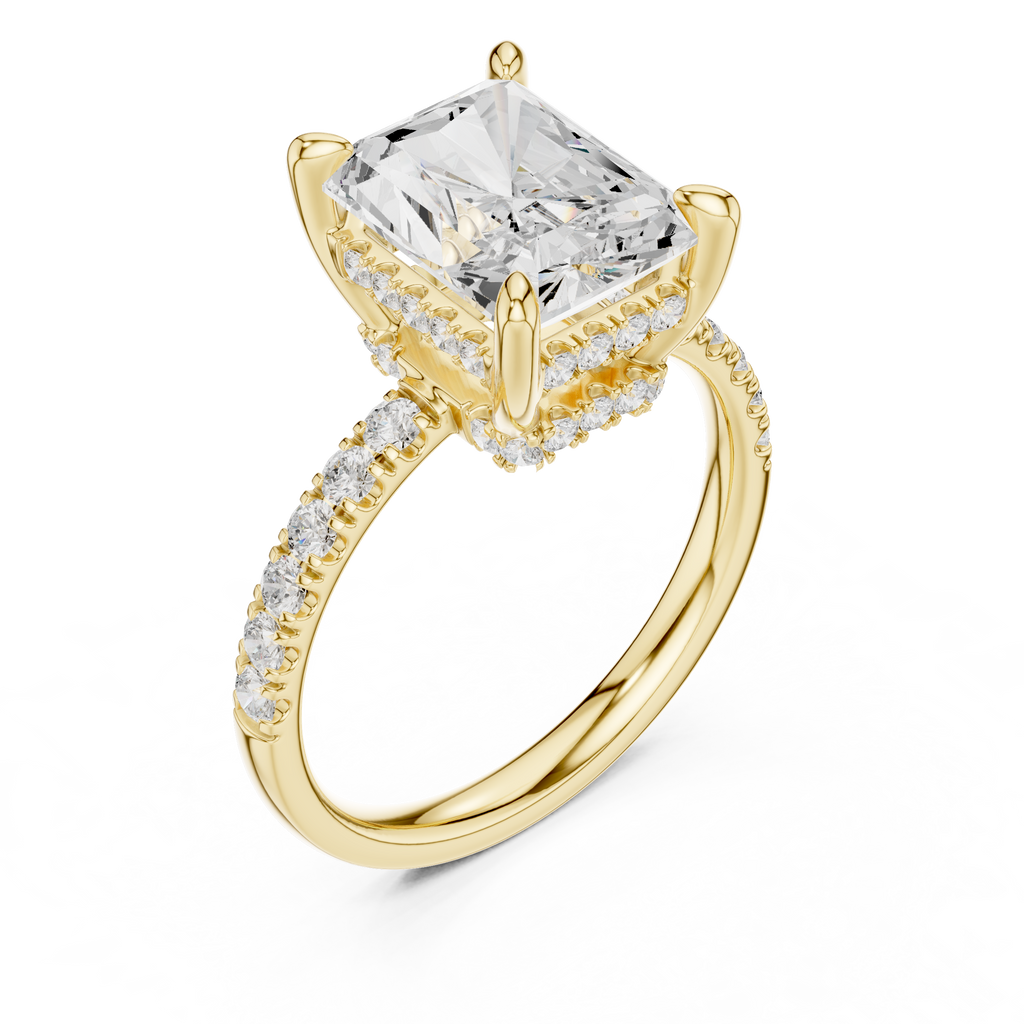 4.57 CT Radiant Cut Diamond Hidden Halo Pavé Engagement Ring