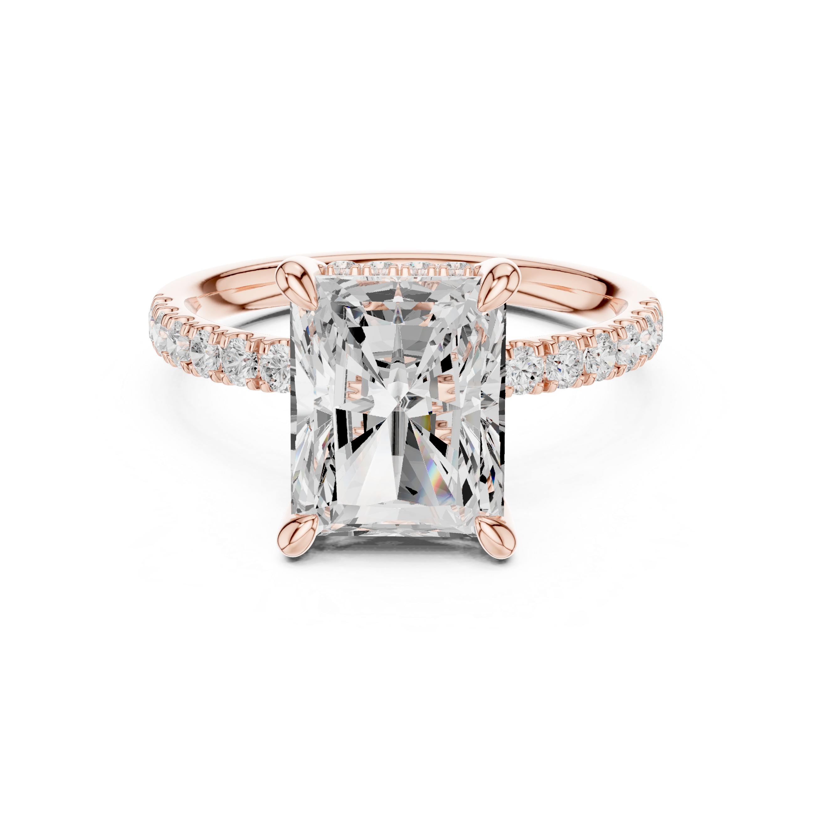Radiant Cut Hidden Halo Diamond Engagement Ring