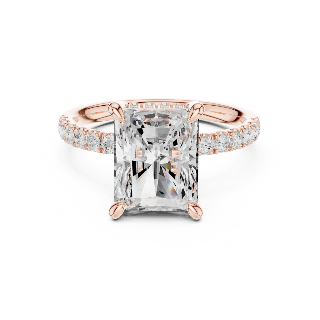 4.57 CT Radiant Cut Diamond Hidden Halo Pavé Engagement Ring