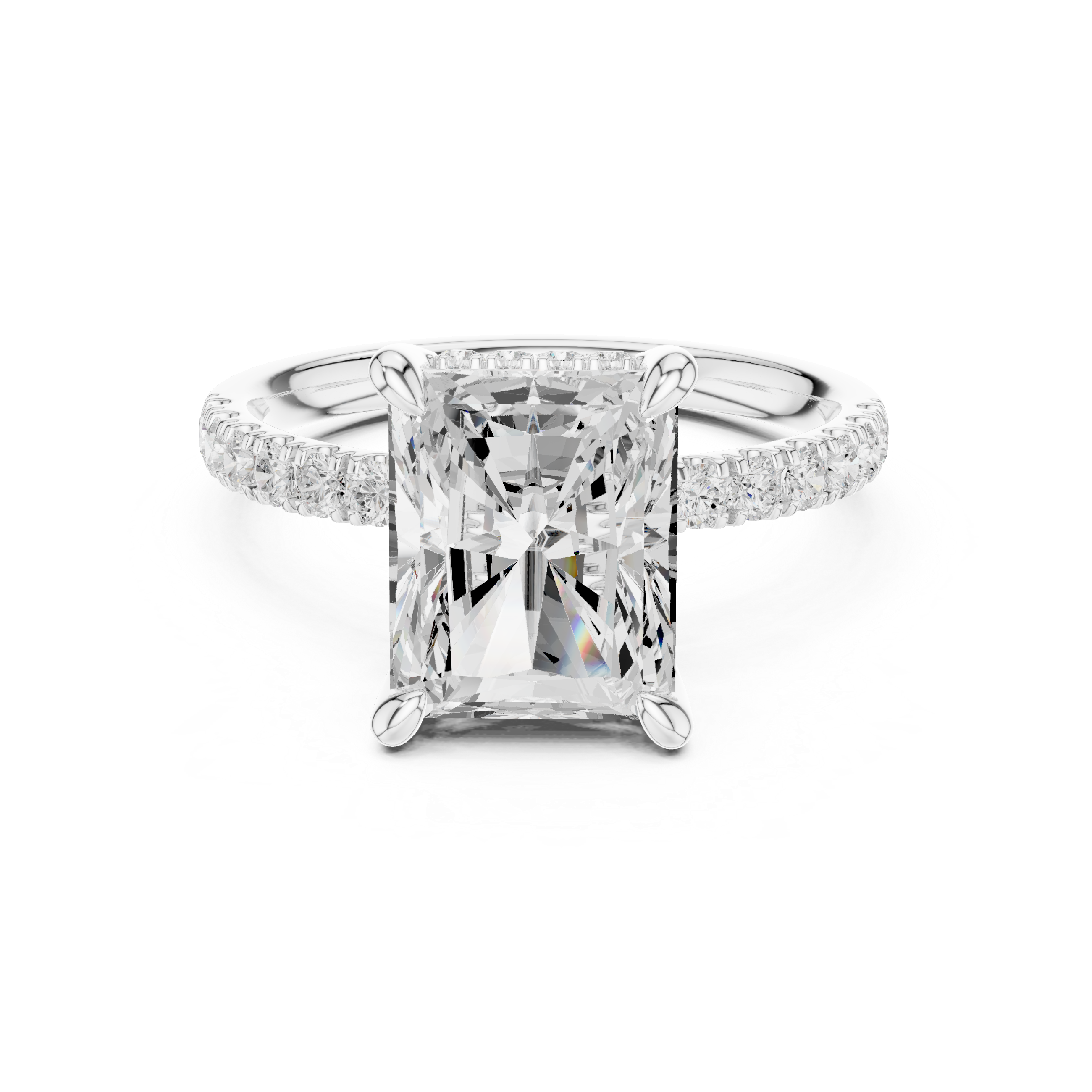 Radiant Cut Hidden Halo Diamond Engagement Ring