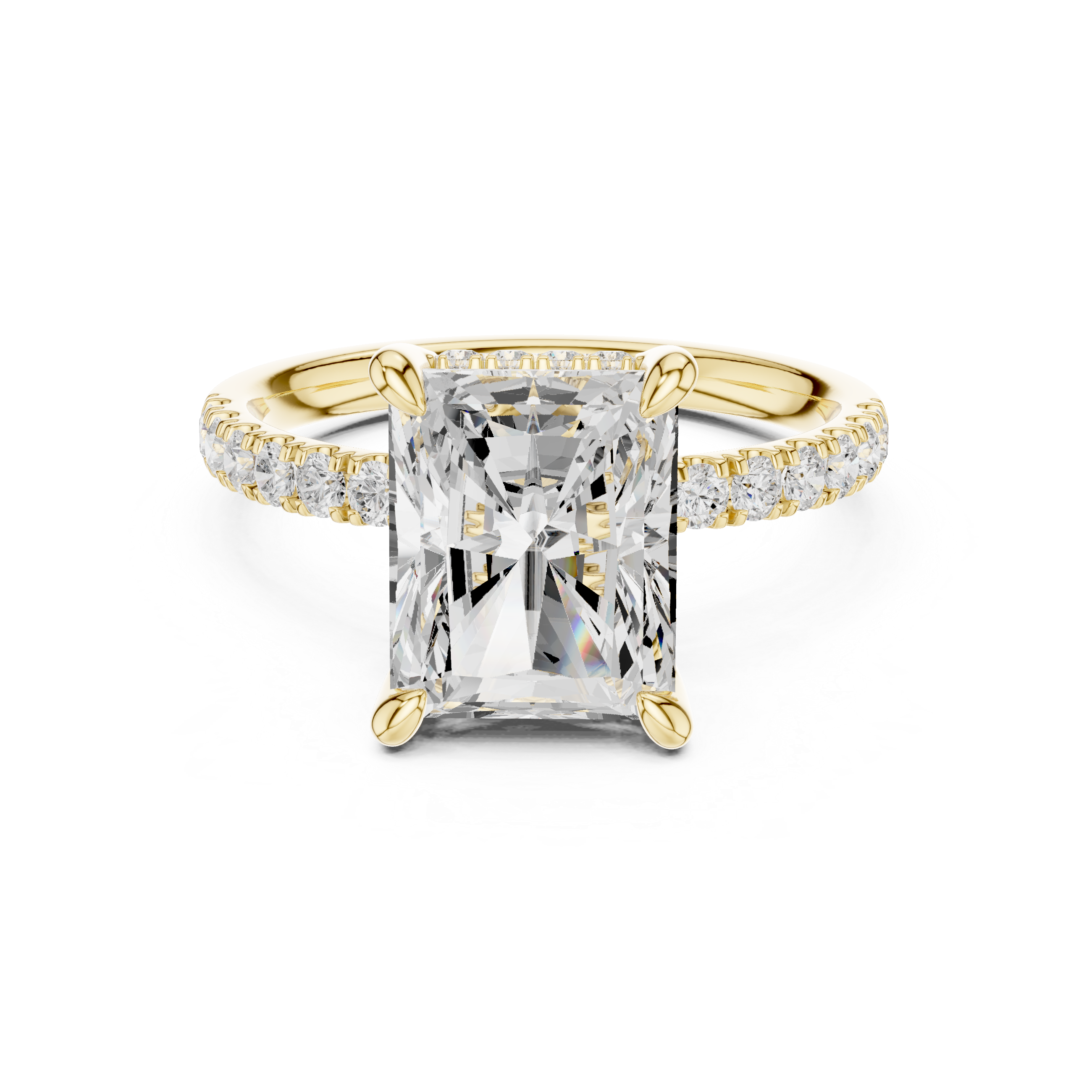 4.57 CT Radiant Cut Diamond Hidden Halo Pavé Engagement Ring