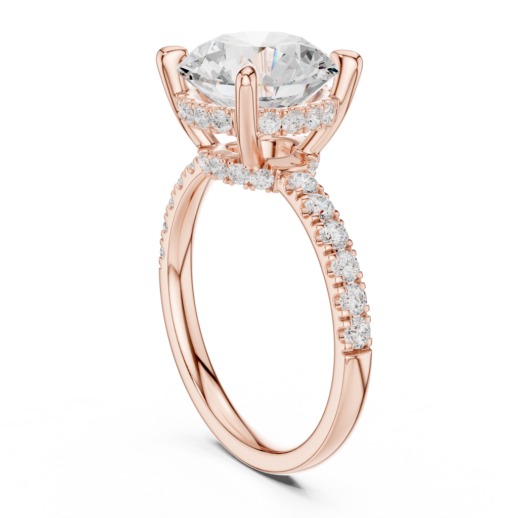 Round Brilliant Hidden Halo Diamond Engagement Ring
