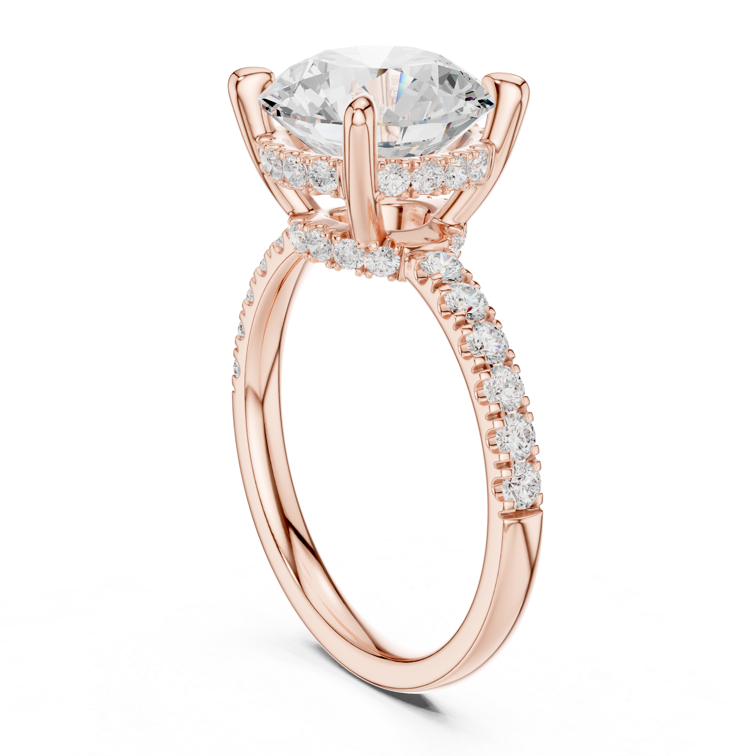 Round Brilliant Hidden Halo Diamond Engagement Ring