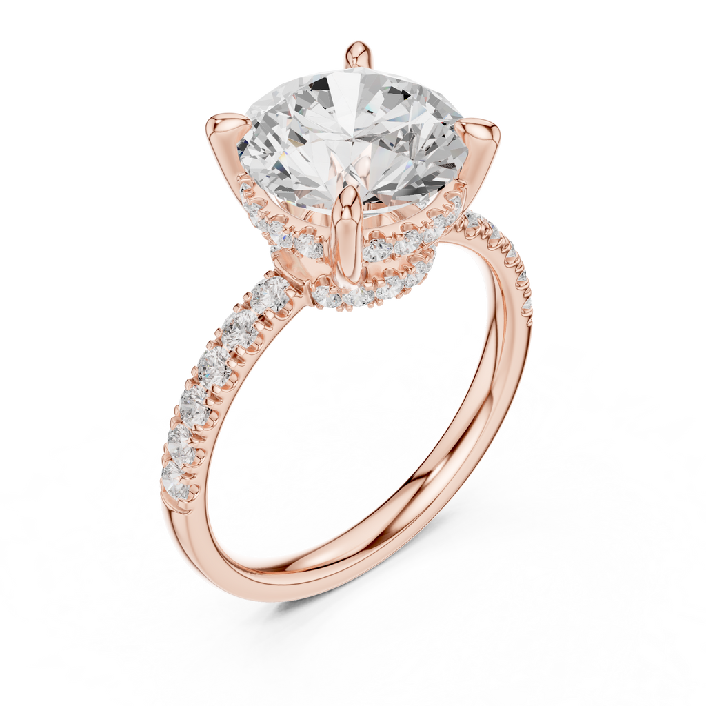 Round Brilliant Hidden Halo Diamond Engagement Ring