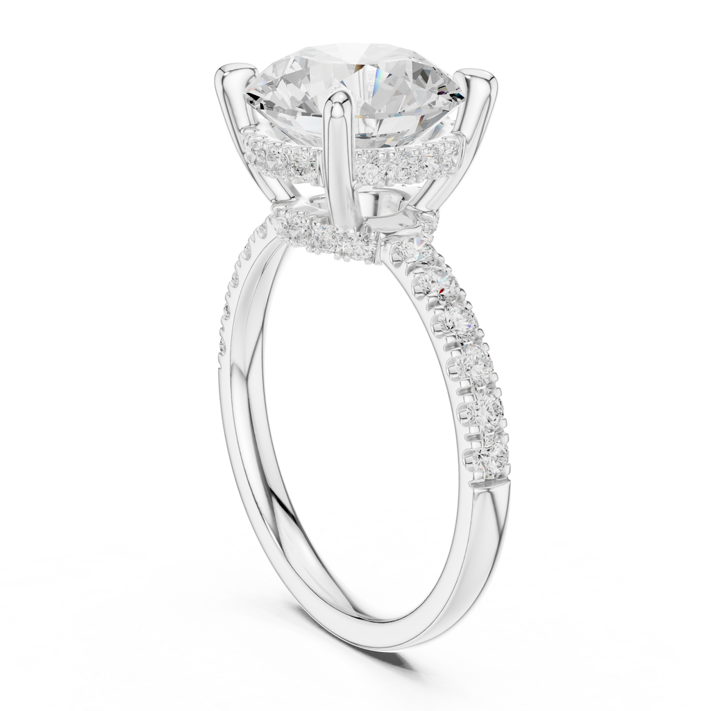 Round Brilliant Hidden Halo Diamond Engagement Ring