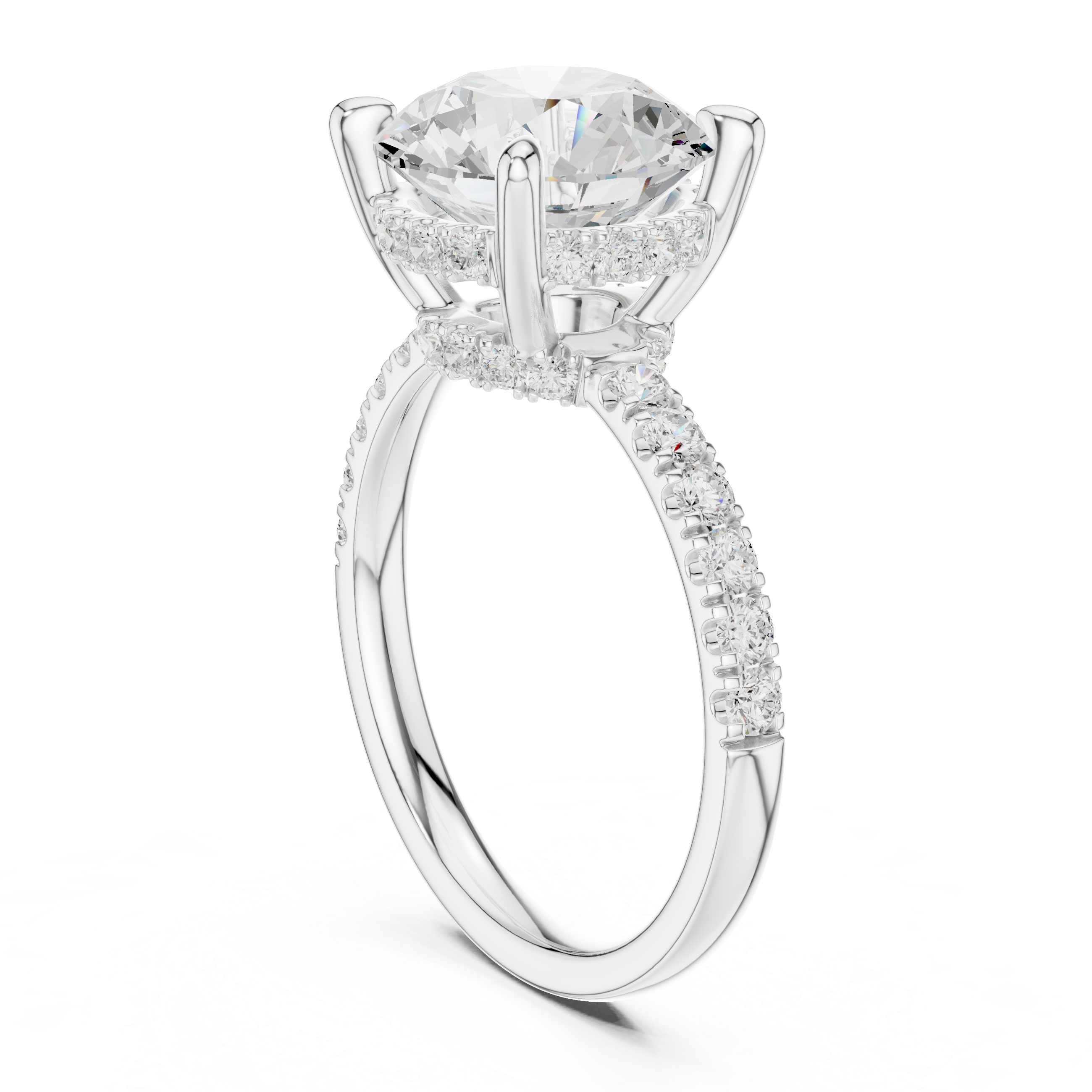 4.54 CT Round Brilliant Diamond Hidden Halo Pavé Engagement Ring