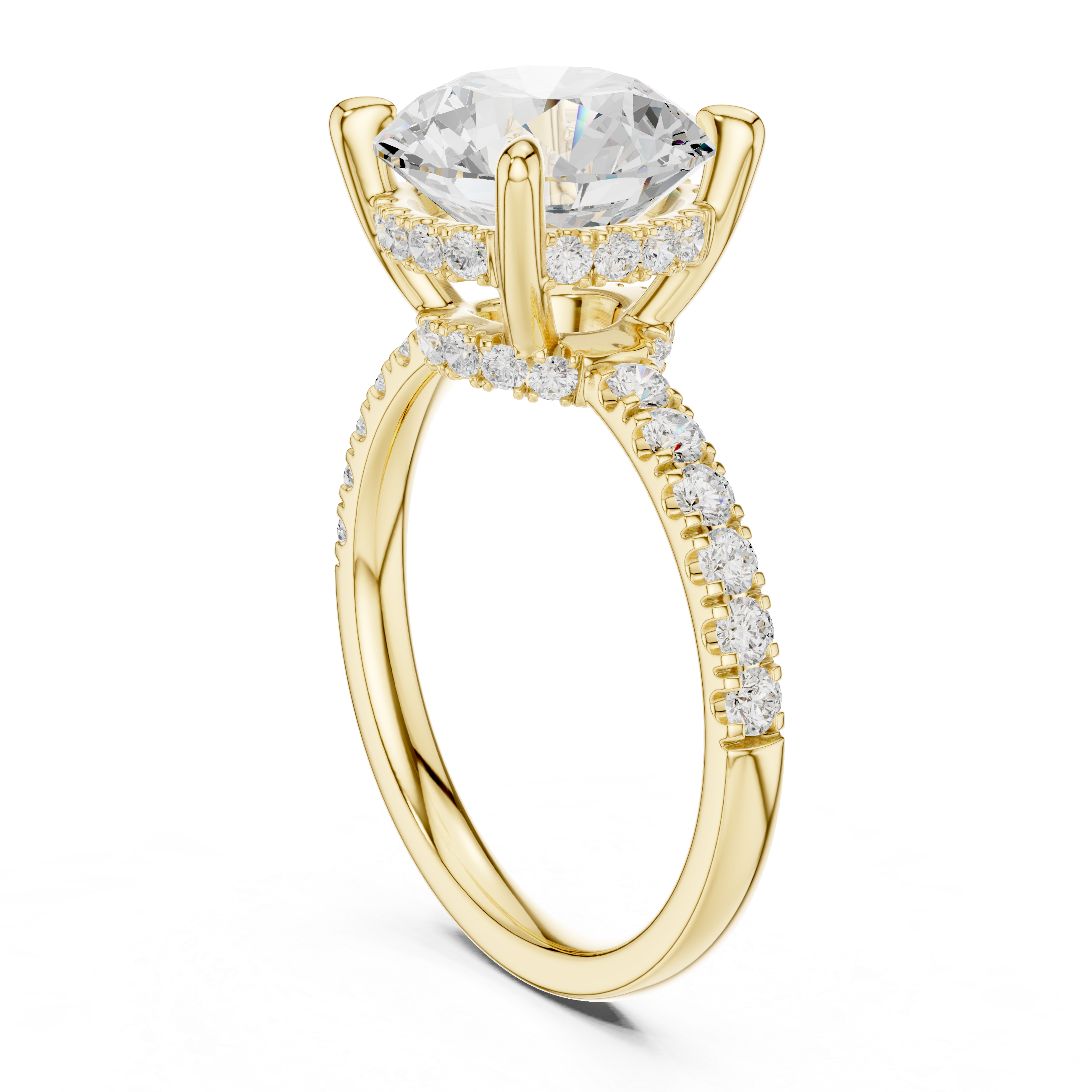 Round Brilliant Hidden Halo Diamond Engagement Ring
