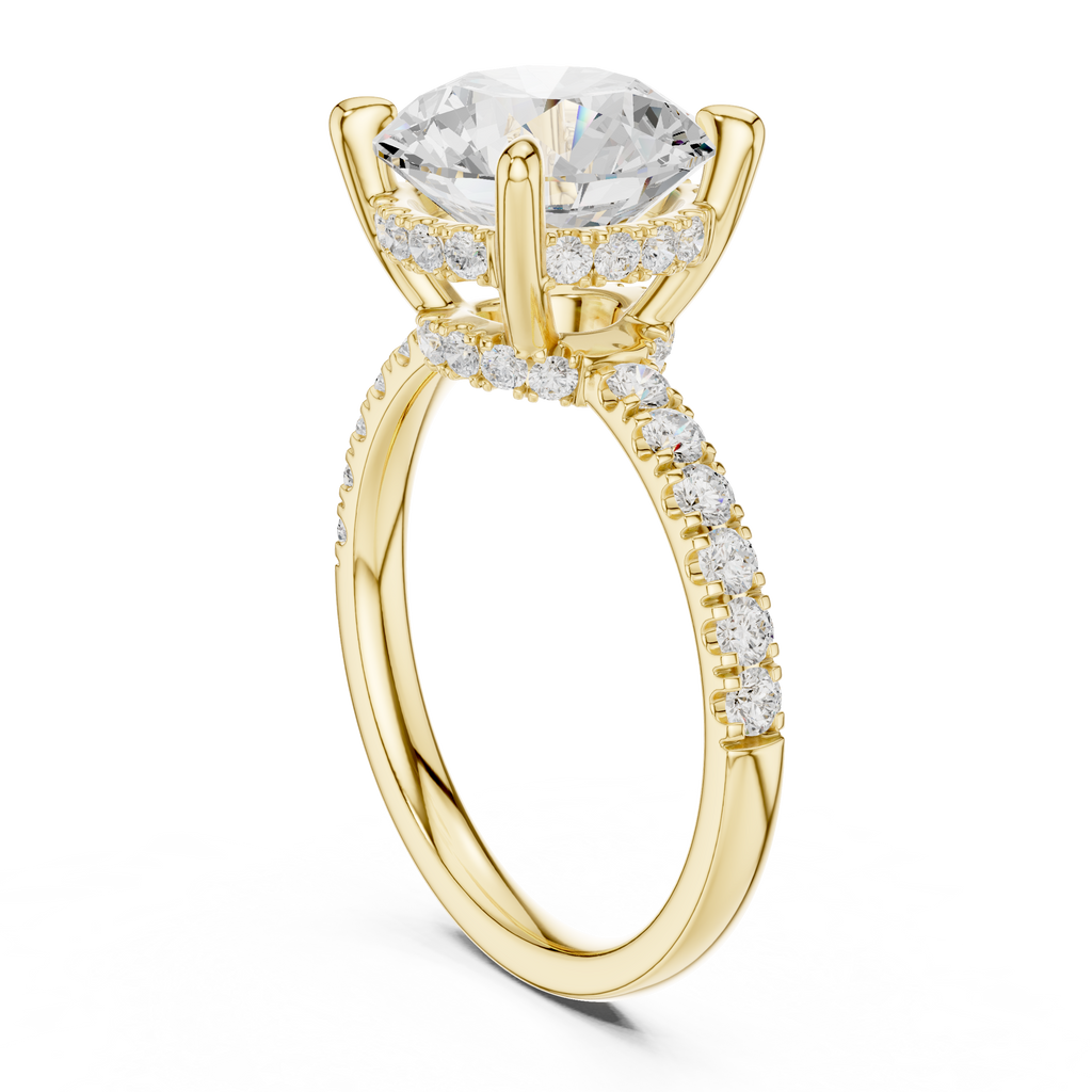 4.54 CT Round Brilliant Diamond Hidden Halo Pavé Engagement Ring