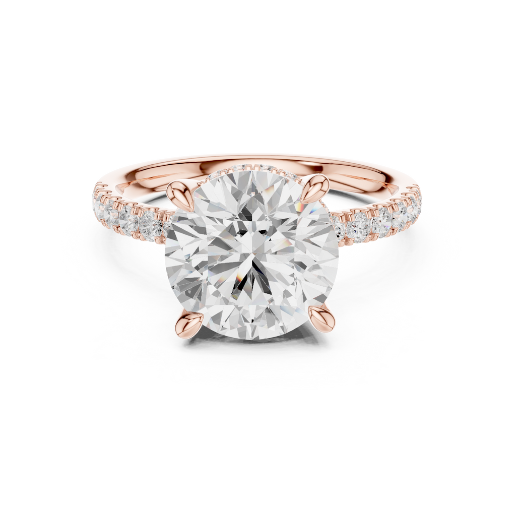 4.54 CT Round Brilliant Diamond Hidden Halo Pavé Engagement Ring