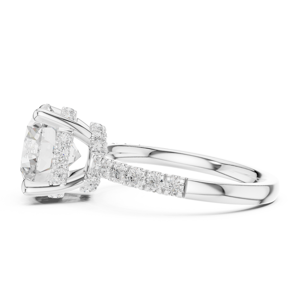 4.54 CT Round Brilliant Diamond Hidden Halo Pavé Engagement Ring