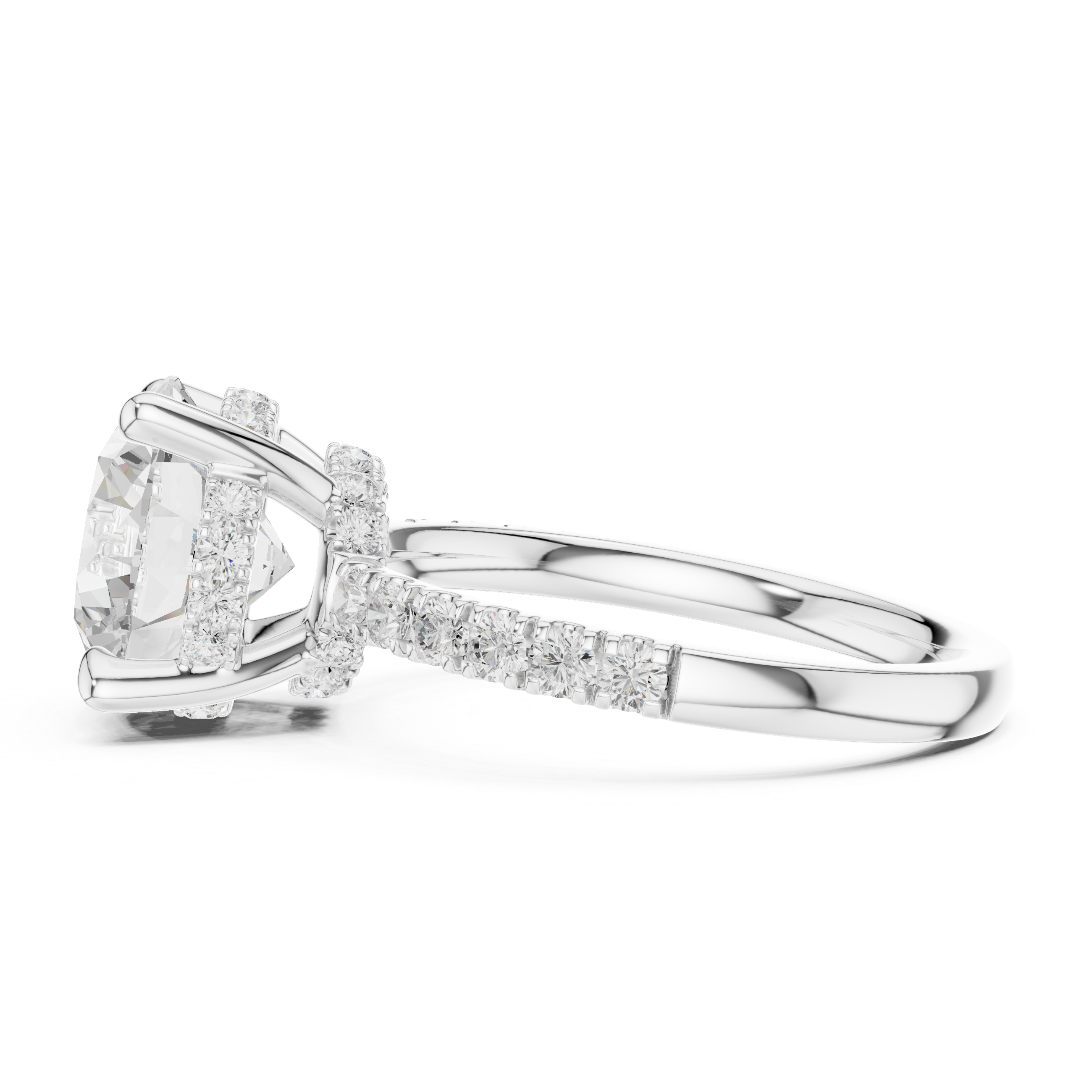 4.54 CT Round Brilliant Diamond Hidden Halo Pavé Engagement Ring