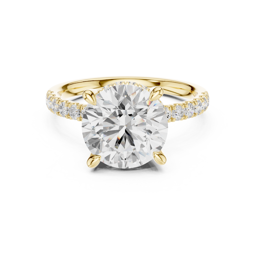 4.54 CT Round Brilliant Diamond Hidden Halo Pavé Engagement Ring