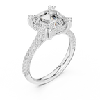 4.56 CT Asscher Cut Double Pavé Diamond Engagement Ring