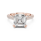 4.56 CT Asscher Cut Double Pavé Diamond Engagement Ring