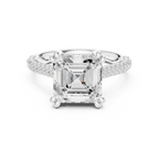 4.56 CT Asscher Cut Double Pavé Diamond Engagement Ring