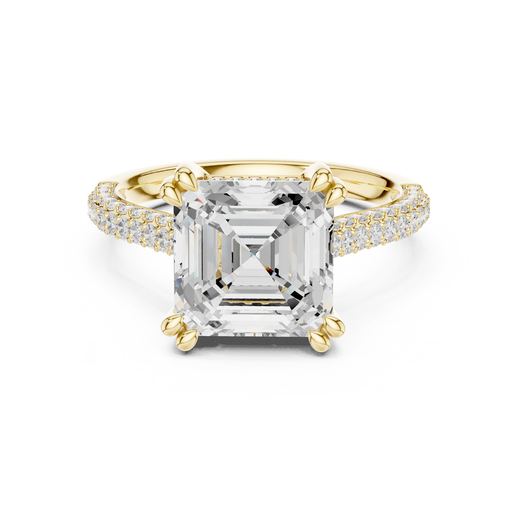 4.56 CT Asscher Cut Double Pavé Diamond Engagement Ring
