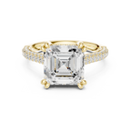4.56 CT Asscher Cut Double Pavé Diamond Engagement Ring