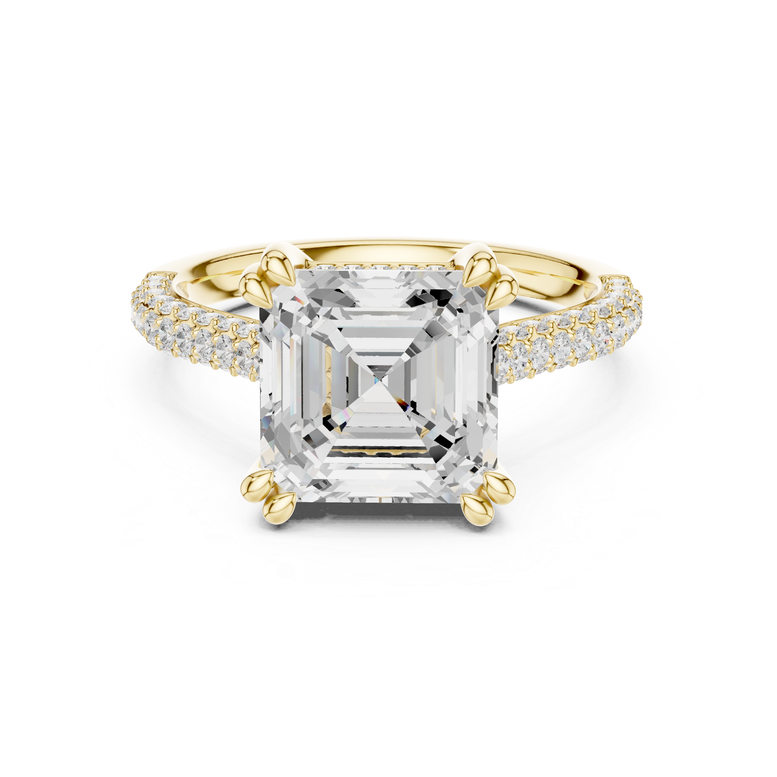 4.56 CT Asscher Cut Double Pavé Diamond Engagement Ring