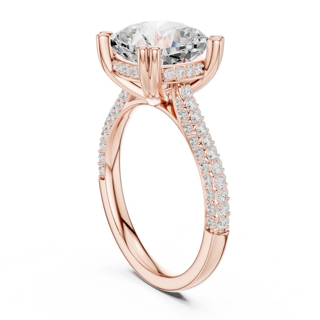 4.56 CT Cushion Cut Double Pavé Diamond Engagement Ring