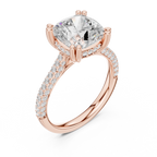 Cushion Cut Hidden Halo Double Pavé Diamond Engagement Ring
