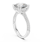 Cushion Cut Hidden Halo Double Pavé Diamond Engagement Ring