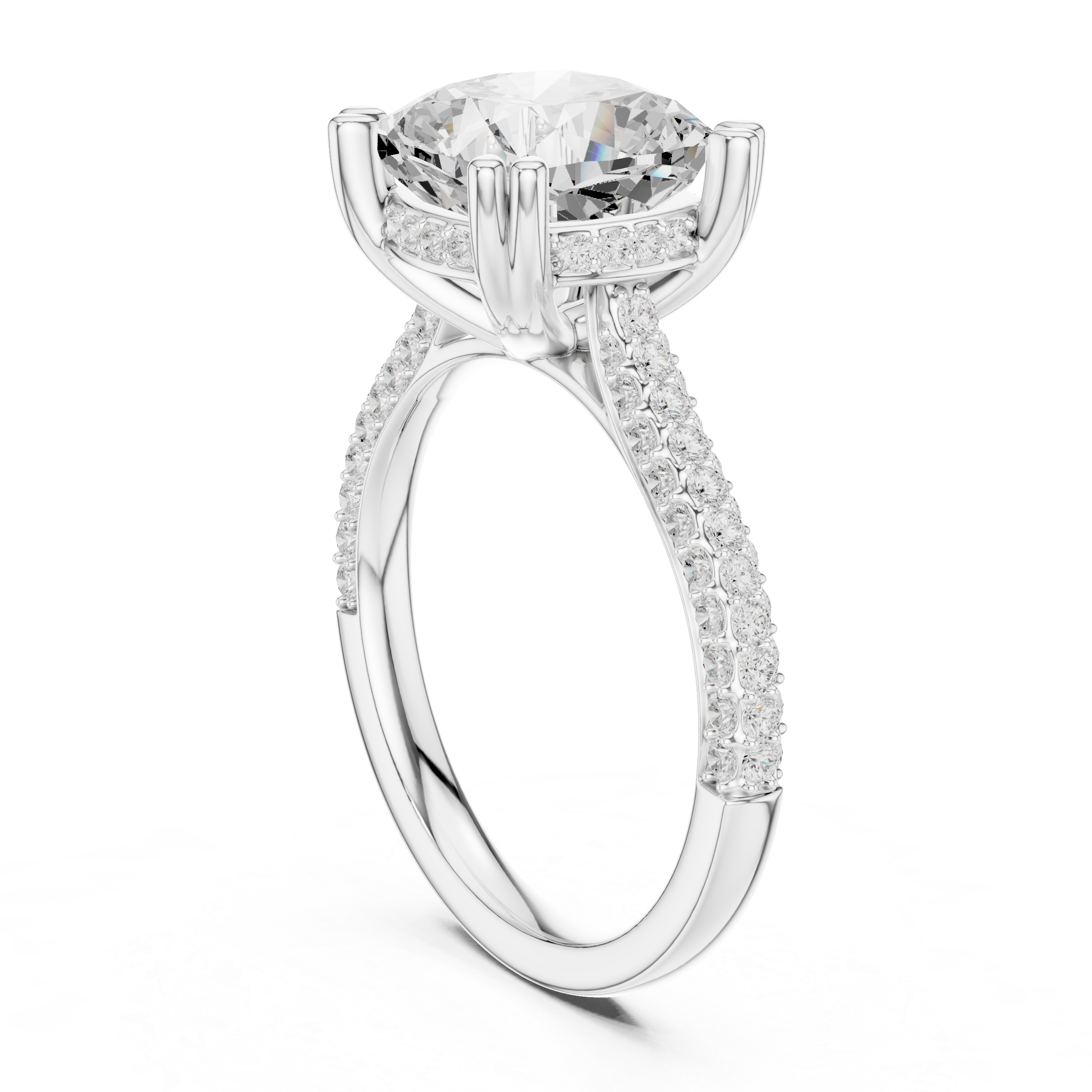4.56 CT Cushion Cut Double Pavé Diamond Engagement Ring