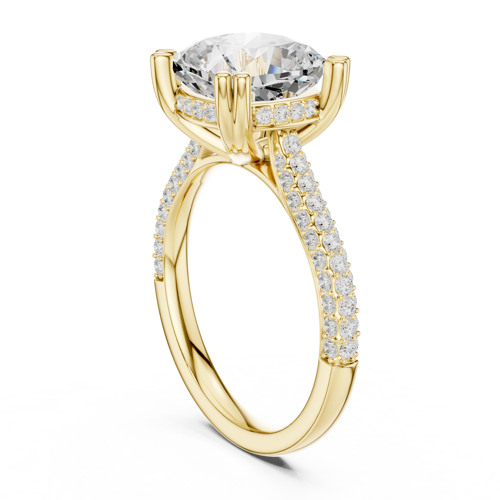 4.56 CT Cushion Cut Double Pavé Diamond Engagement Ring