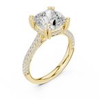 4.56 CT Cushion Cut Double Pavé Diamond Engagement Ring
