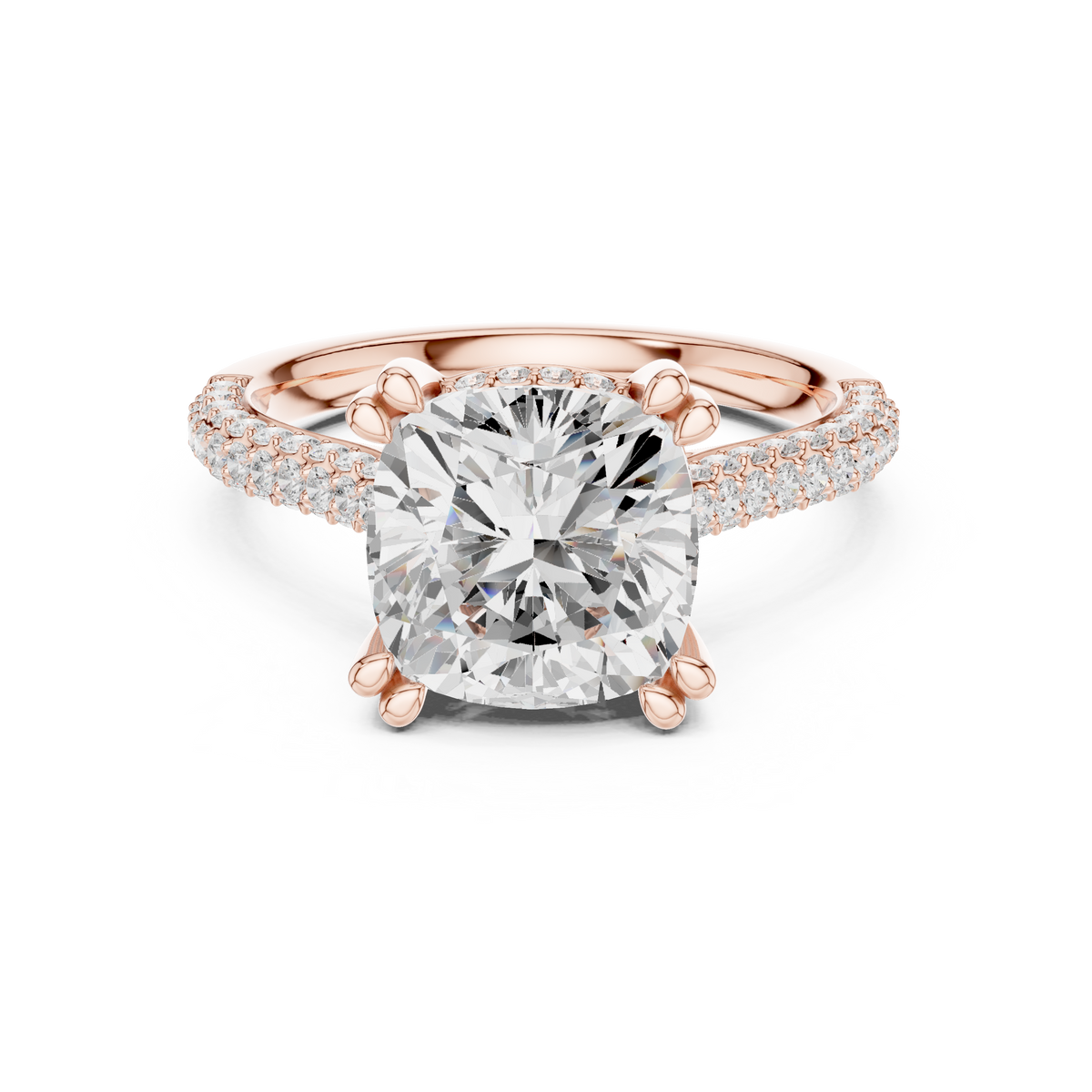 Cushion Cut Double Pavé Diamond Engagement Ring – view 5 of 12, lab grown diamond ring | Jewelix Atelier