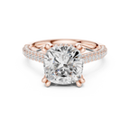 4.56 CT Cushion Cut Double Pavé Diamond Engagement Ring