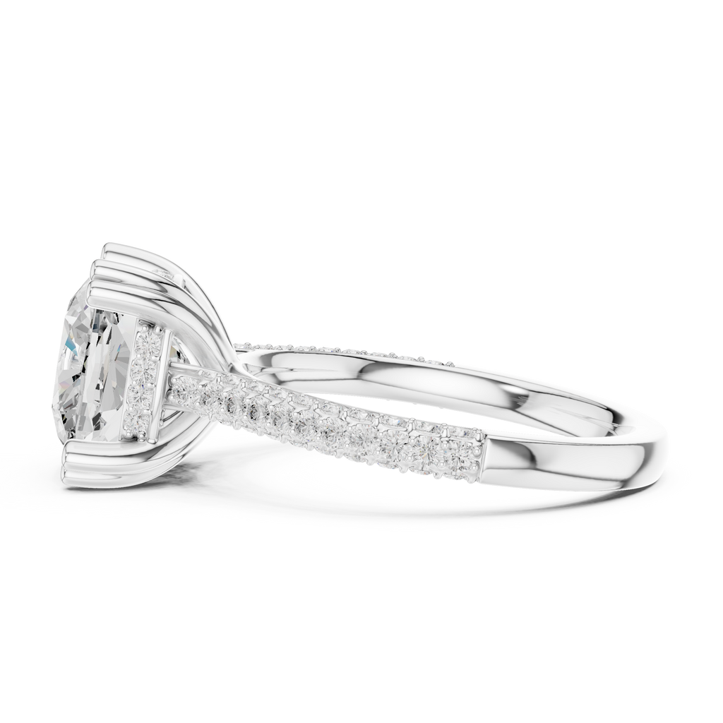 4.56 CT Cushion Cut Double Pavé Diamond Engagement Ring