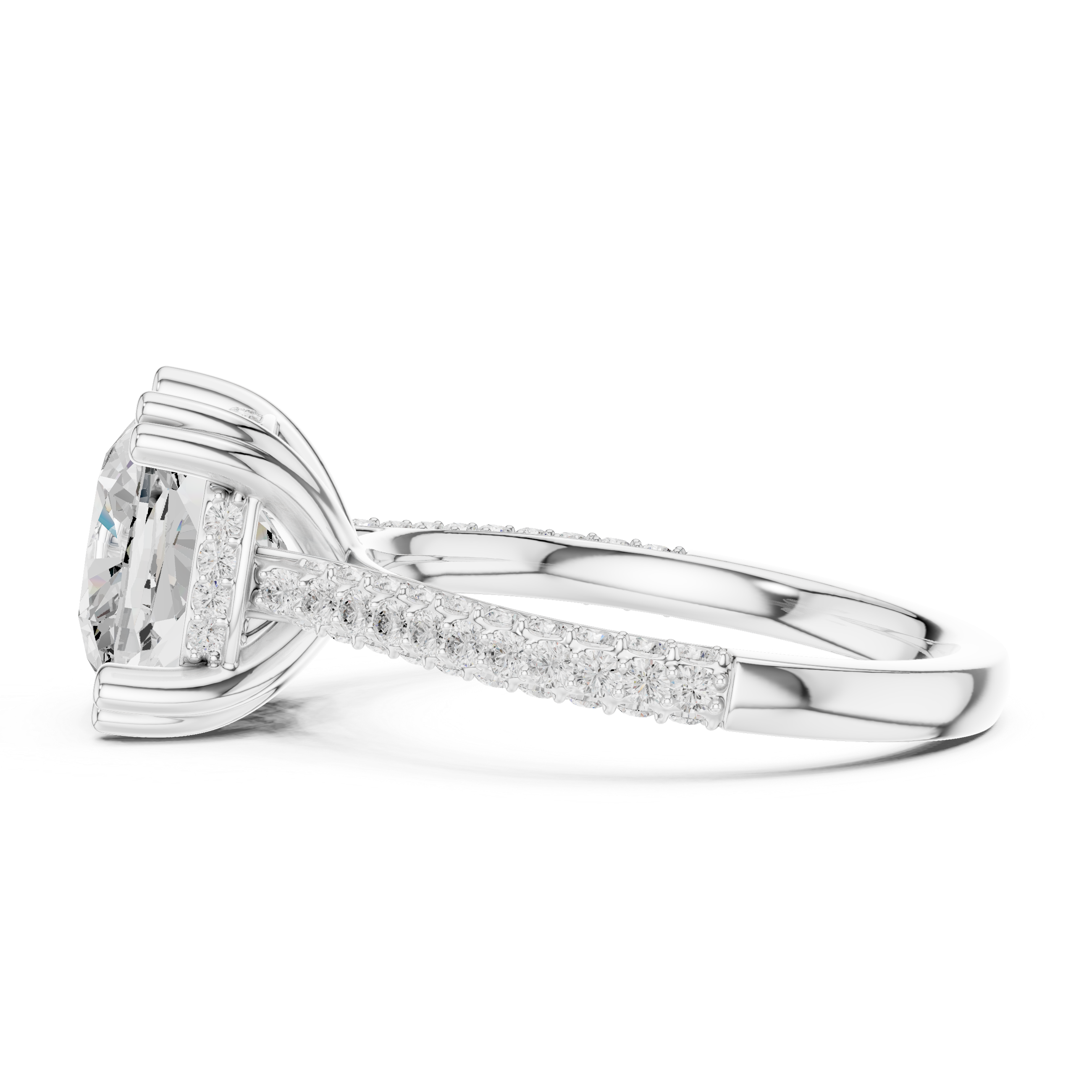 4.56 CT Cushion Cut Double Pavé Diamond Engagement Ring