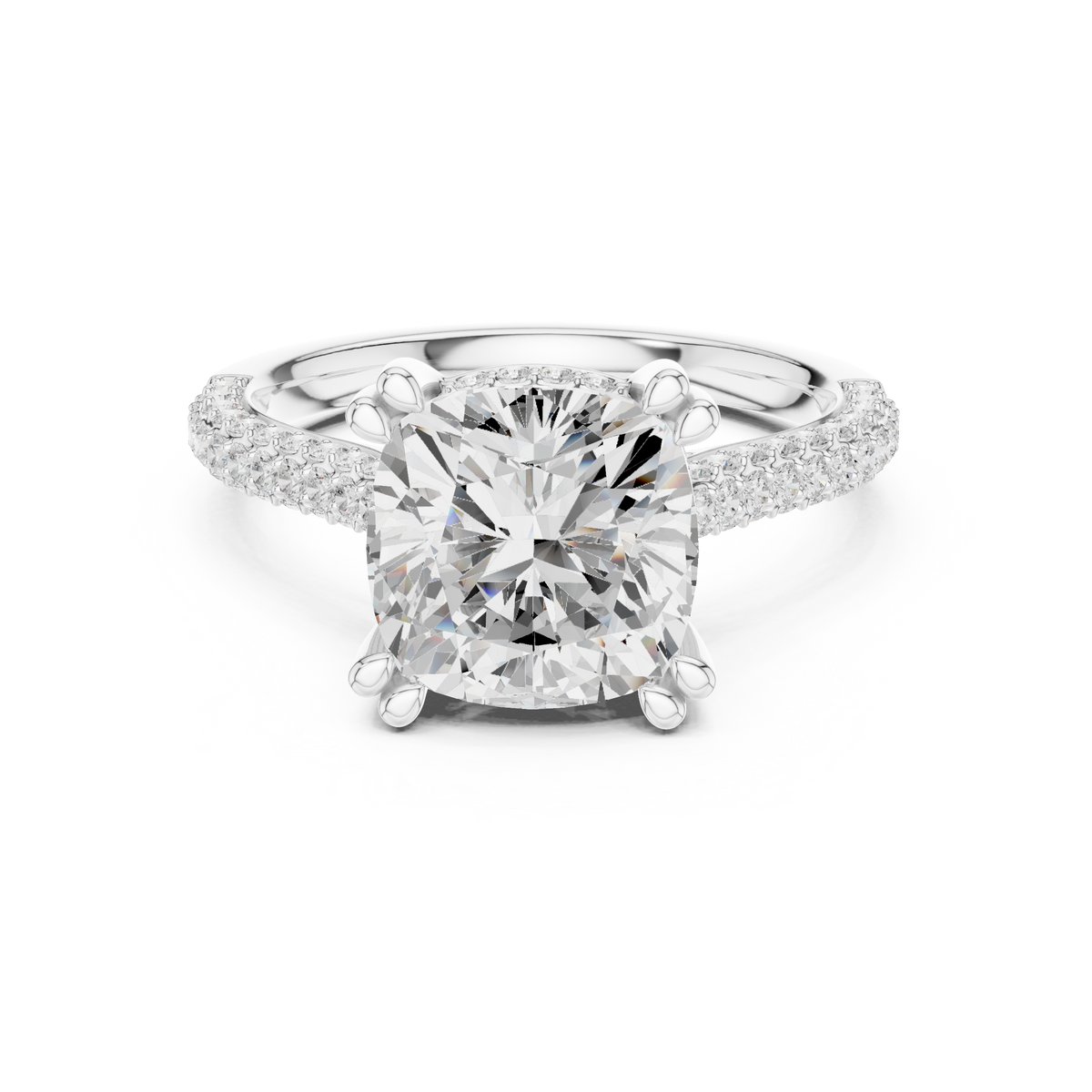Cushion Cut Double Pavé Diamond Engagement Ring — Jewelix Atelier