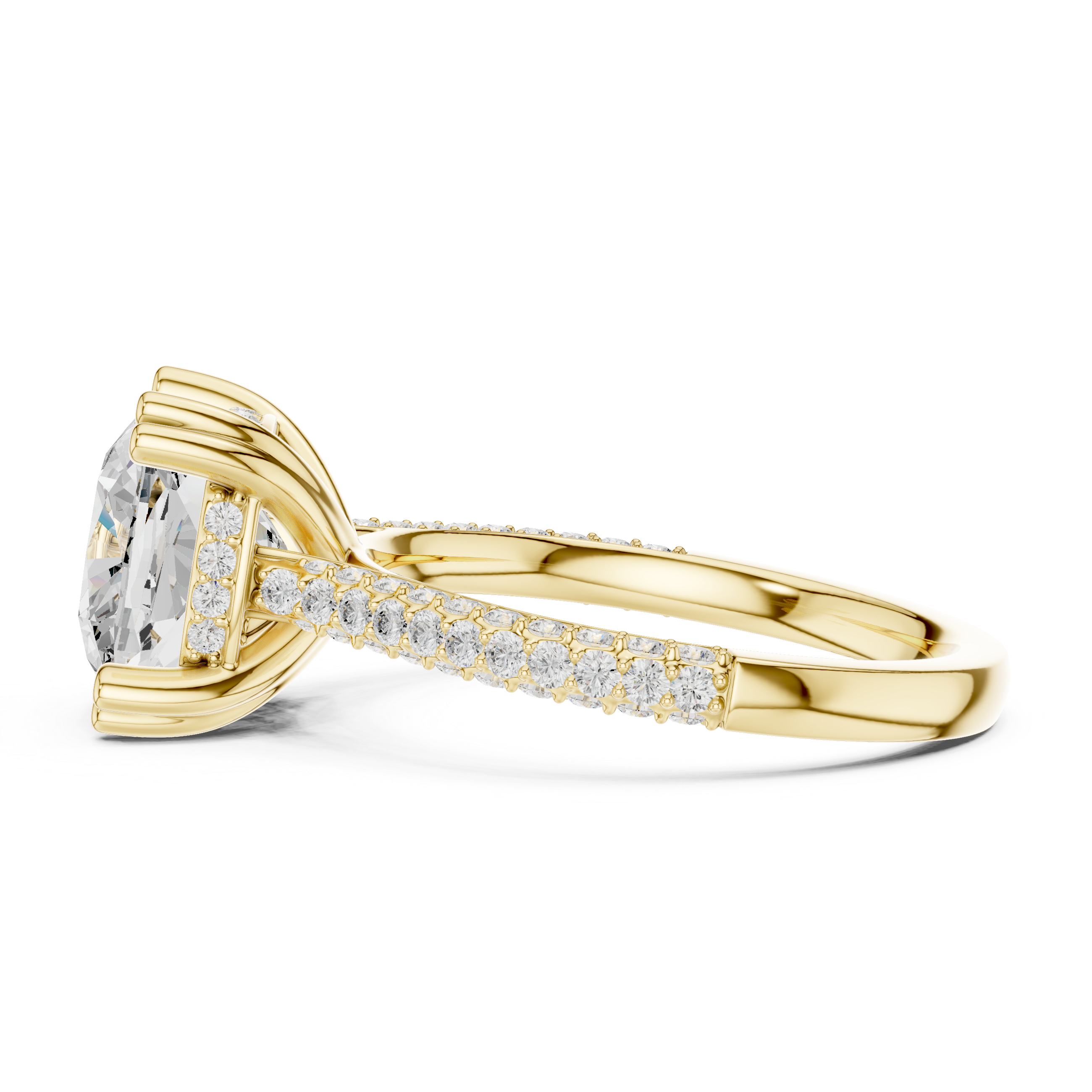 4.56 CT Cushion Cut Double Pavé Diamond Engagement Ring