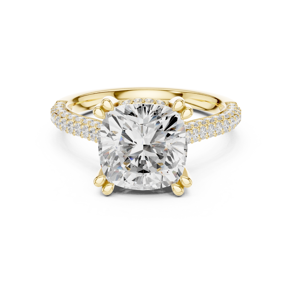 4.56 CT Cushion Cut Double Pavé Diamond Engagement Ring