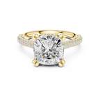 4.56 CT Cushion Cut Double Pavé Diamond Engagement Ring