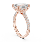 4.57 CT Emerald Cut Double Pavé Diamond Engagement Ring