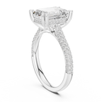 4.57 CT Emerald Cut Double Pavé Diamond Engagement Ring
