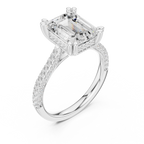 4.57 CT Emerald Cut Double Pavé Diamond Engagement Ring