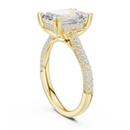 Emerald Cut Hidden Halo Double Pavé Diamond Engagement Ring