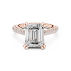 4.57 CT Emerald Cut Double Pavé Diamond Engagement Ring
