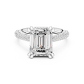 Emerald Cut Hidden Halo Double Pavé Diamond Engagement Ring