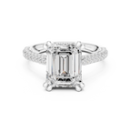 4.57 CT Emerald Cut Double Pavé Diamond Engagement Ring