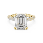 4.57 CT Emerald Cut Double Pavé Diamond Engagement Ring